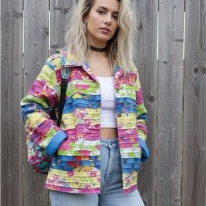 Vintage 90’s Keren Hart size XL patchwork floral quilted boho jacket Y2K granny